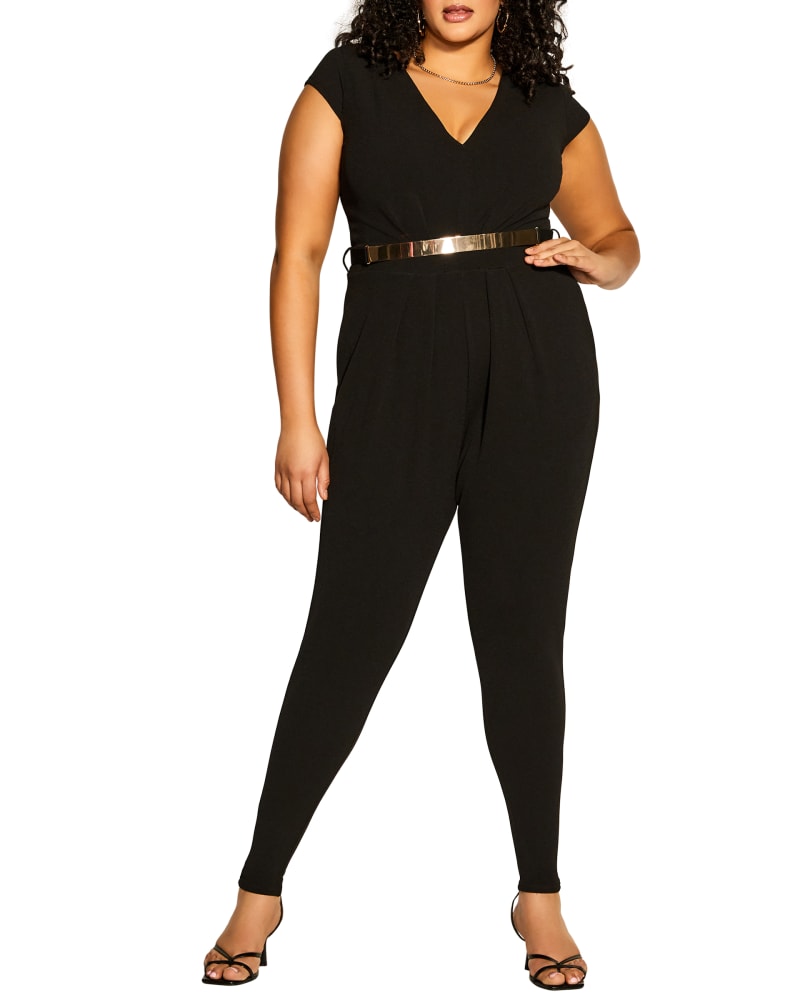 Front of a model wearing a size XL JUMPSUIT EVIE in Black by City Chic. | dia_product_style_image_id:310424